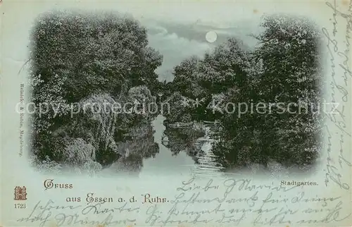 AK / Ansichtskarte Essen_Ruhr Stadtgarten im Mondschein Deutsche Reichspost Essen_Ruhr