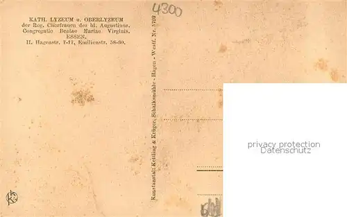 AK / Ansichtskarte Essen_Ruhr Innenansicht Klosterkirche Katholisches Lyzeum und Oberlyzeum der Reg. Chorfrauen des hl. Augustinus Essen_Ruhr