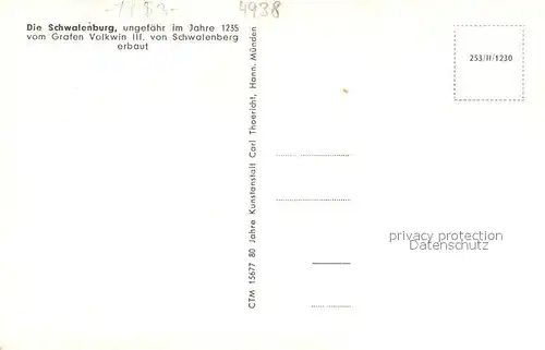 AK / Ansichtskarte Schwalenberg Panorama mit Blick zur Schwalenburg Erbauer Graf Volkwin III von Schwalenberg Schwalenberg