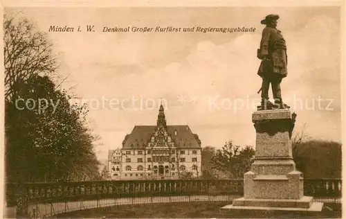 AK / Ansichtskarte Minden_Westfalen Denkmal Grosser Kurfuerst und Regierungsgebaeude Minden_Westfalen