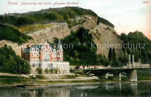 AK / Ansichtskarte Porta_Westfalica Jakobsberg mit Hotel Grosser Kurfuerst an der Weser Porta_Westfalica