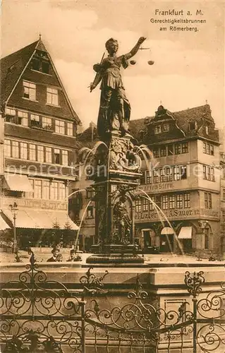 AK / Ansichtskarte Frankfurt_Main Gerechtigkeitsbrunnen am Roemberberg Frankfurt Main