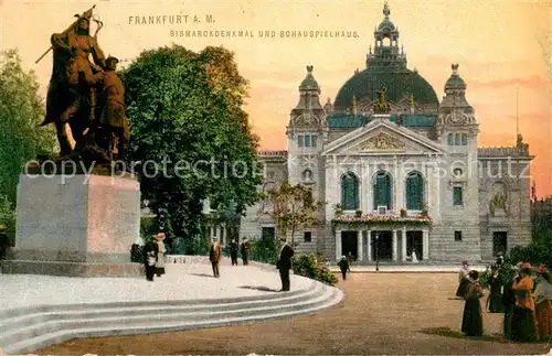 AK / Ansichtskarte Frankfurt_Main Bismarckdenkmal und Schauspielhaus Frankfurt Main