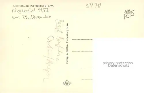 AK / Ansichtskarte Plettenberg Jugendburg Plettenberg
