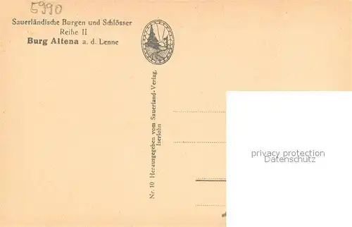 AK / Ansichtskarte Altena_Lenne Burg Altena Altena_Lenne