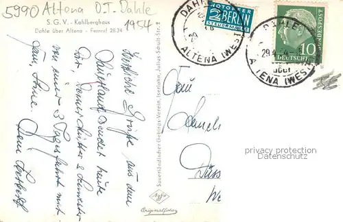 AK / Ansichtskarte Dahle_Altena SGV Kohlberghaus Dahle_Altena