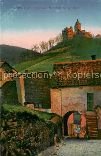 AK / Ansichtskarte Altena_Lenne Blick vom Iserlohner Tor zur Burg Altena_Lenne