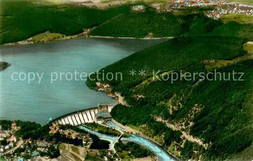 AK / Ansichtskarte Fuerstenberg_Waldeck Edersee mit Sperrmauer und Schloss Waldeck Fuerstenberg_Waldeck