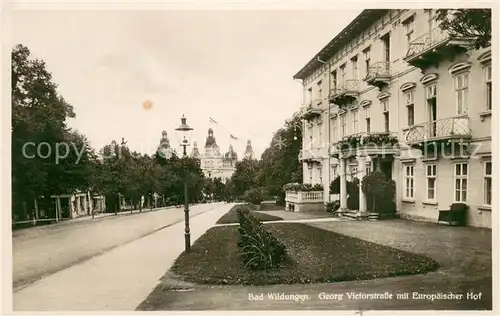 AK / Ansichtskarte Bad_Wildungen Georg Victorstrasse mit Hotel Europaeischer Hof Bad_Wildungen