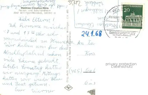 AK / Ansichtskarte Willingen_Sauerland Matthias Claudius Heim Willingen_Sauerland