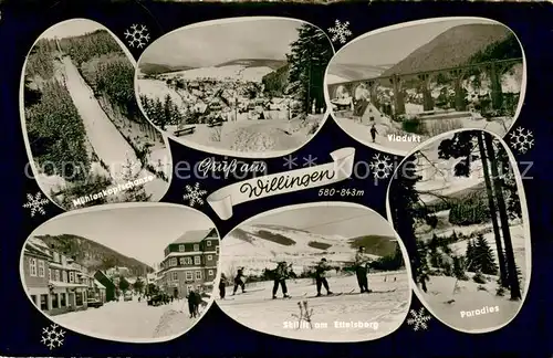 AK / Ansichtskarte Willingen_Sauerland Muehlenkopfschanze Viadukt Skilift am Ettelsberg Paradies Willingen_Sauerland