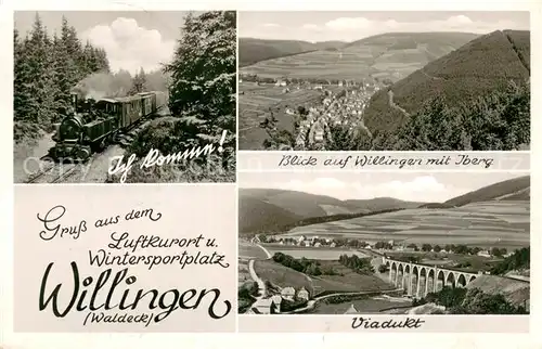 AK / Ansichtskarte Willingen_Sauerland Dampflok Panorama Viadukt Willingen_Sauerland