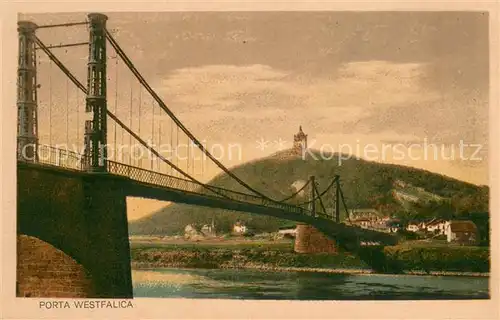 AK / Ansichtskarte Porta_Westfalica Weser Bruecke Blick zum Kaiser Wilhelm Denkmal Porta_Westfalica