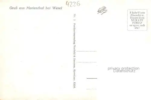 AK / Ansichtskarte Marienthal_Hamminkeln Eingangsportal zur Kirche Engelfigur Marienthal Hamminkeln