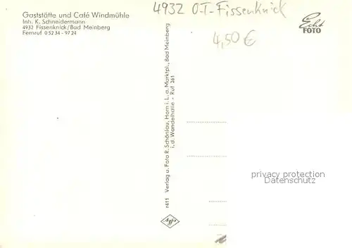 AK / Ansichtskarte Fissenknick Gaststaette und Cafe Windmuehle Gastraum Fissenknick