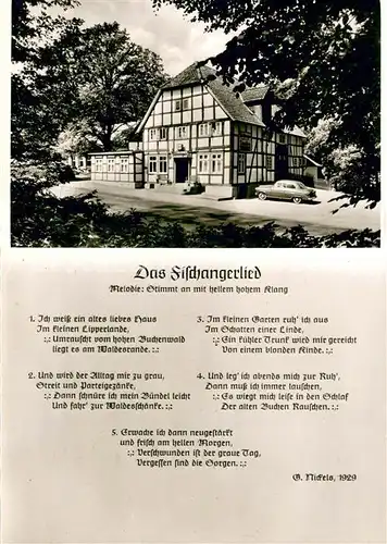 AK / Ansichtskarte Schieder Schwalenberg Gasthaus Fischanger Sommerfrische Fischangerlied Schieder Schwalenberg