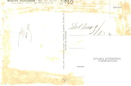 AK / Ansichtskarte Stolberg_Rheinland Restaurant Schwarzenbruch Gastraum Stolberg_Rheinland