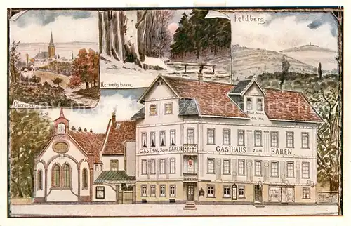 AK / Ansichtskarte Oberursel_Taunus Gasthaus zum Baeren Hermannsborn Grosser Feldberg Kuenstlerkarte Oberursel Taunus