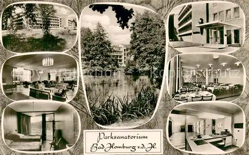 AK / Ansichtskarte Bad_Homburg Parksanatorium Kurpark Teich Bad_Homburg