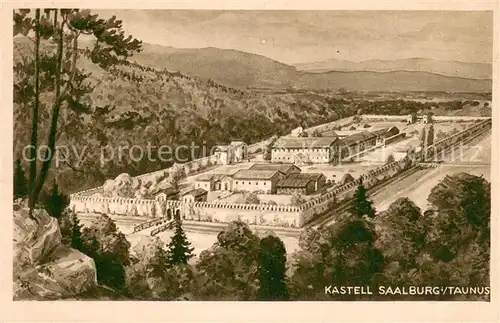 AK / Ansichtskarte Bad_Homburg Kastell Saalburg im Taunus Aquarell Kuenstlerkarte Bad_Homburg