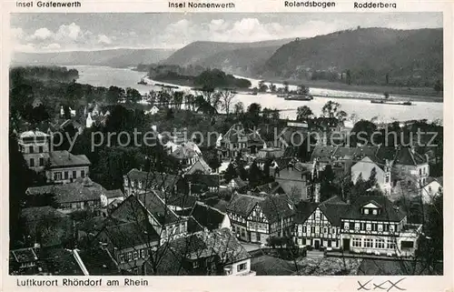 AK / Ansichtskarte Rhoendorf Hotel zur Loewenburg Insel Grafenwerth Insel Nonnenwerth Rolandsbogen Rodderberg Rhoendorf