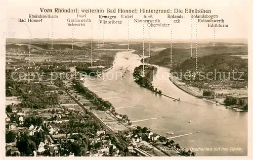 AK / Ansichtskarte Rhoendorf Blick von Drachenfels auf Rhein Eifelhoehen Rhoendorf