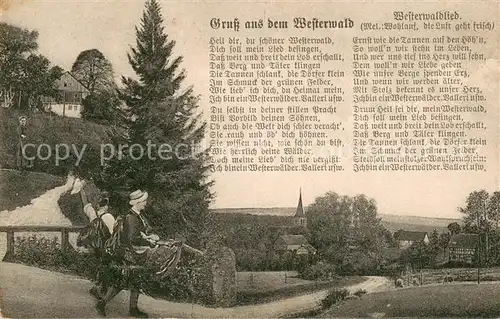AK / Ansichtskarte Weyerbusch Ortsansicht mit Kirche Wandersleut Westerwaldlied Weyerbusch