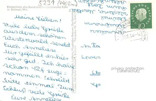 AK / Ansichtskarte Steimel_Altenkirchen_Westerwald Kinderheim des Bundesbahn Sozialwerks Koeln Steimel_Altenkirchen