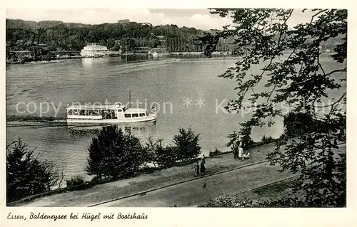 AK / Ansichtskarte Bredeney Baldeneysee bei Huegel mit Bootshaus Fahrgastschiff Bredeney