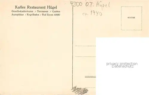 AK / Ansichtskarte Bredeney Kaffee Restaurant Huegel Uferpartie an der Ruhr Fahrgastschiff Bredeney