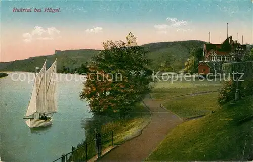 AK / Ansichtskarte Huegel_Essen Panorama Ruhrtal Segelboot Huegel Essen