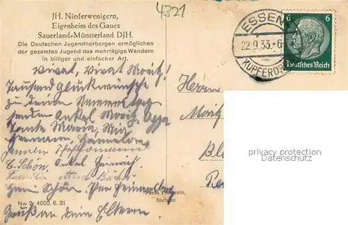 AK / Ansichtskarte Niederwenigern Jugendherberge Niederwenigern
