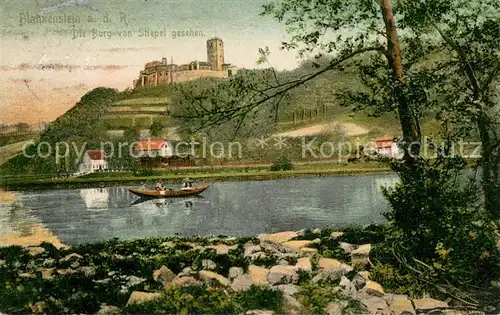 AK / Ansichtskarte Blankenstein_Ruhr Die Burg von Stiepel gesehen Uferpartie an der Ruhr Blankenstein_Ruhr