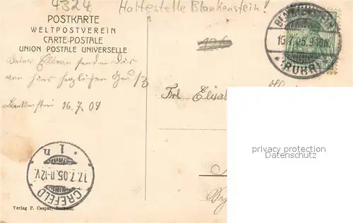 AK / Ansichtskarte Blankenstein_Ruhr Die Burg von Stiepel gesehen Uferpartie an der Ruhr Blankenstein_Ruhr