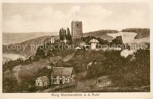 AK / Ansichtskarte Blankenstein_Ruhr Ansicht mit Burg Kuenstlerkarte Blankenstein_Ruhr