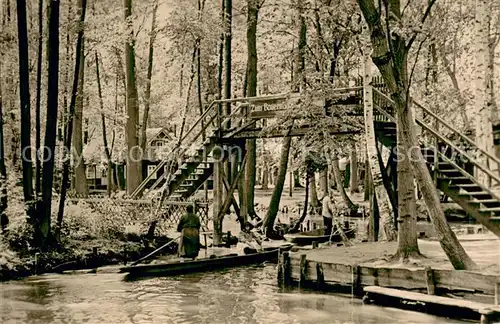 AK / Ansichtskarte Lehde Wasserstrasse im Spreewald Kahn Bruecke Lehde