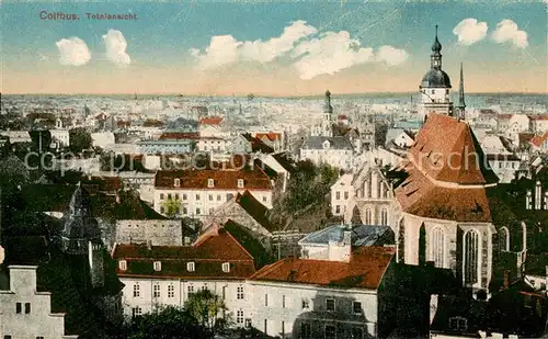 AK / Ansichtskarte Cottbus Stadtpanorama mit Kirche Cottbus