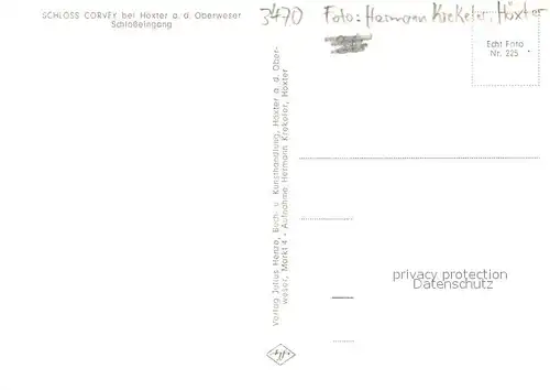 AK / Ansichtskarte Hoexter_Weser Schloss Corvey Schlosseingang Hoexter Weser