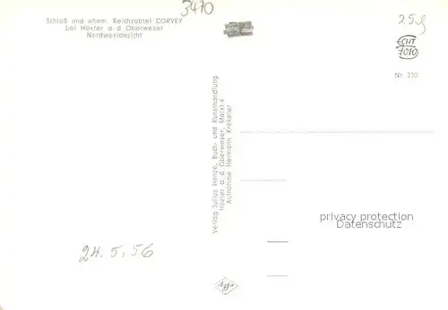 AK / Ansichtskarte Hoexter_Weser Schloss und ehem Reichsabtei Corvey Hoexter Weser