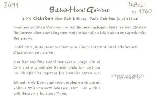 AK / Ansichtskarte Gehrden_Westfalen Schloss Hotel Gehrden Gehrden_Westfalen