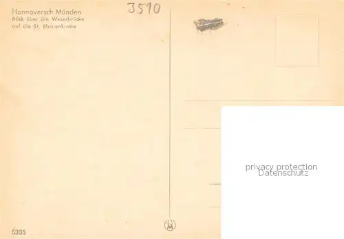 AK / Ansichtskarte Hann._Muenden Wasserbruecke mit St Blasienkirche Hann. Muenden