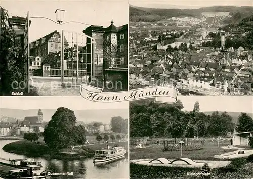 AK / Ansichtskarte Hann._Muenden Schloss Panorama Tillyschanze Zusammenfluss Kleingolfplatz Hann. Muenden