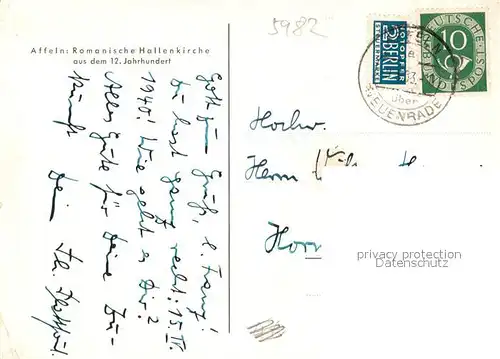 AK / Ansichtskarte Affeln Romanische Hallenkirche Inneres Affeln