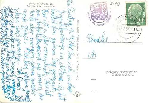 AK / Ansichtskarte Altena_Lenne Burg Kapelle Inneres Altena_Lenne