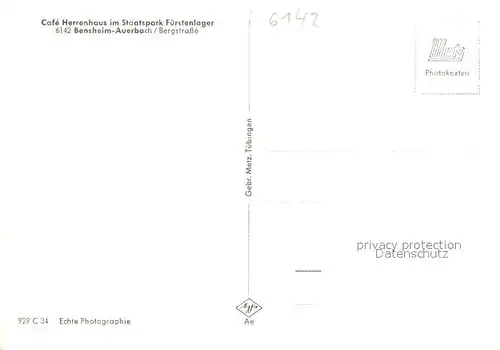 AK / Ansichtskarte Auerbach_Bergstrasse Cafe Herrenhaus im Staatspark Fuerstenlager Auerbach_Bergstrasse