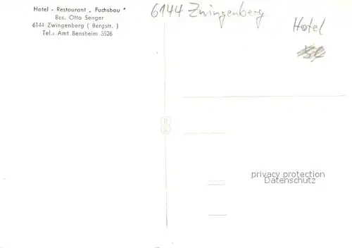 AK / Ansichtskarte Zwingenberg_Bergstrasse Hotel Restaurant Fuchsbau Gaststube Zwingenberg_Bergstrasse