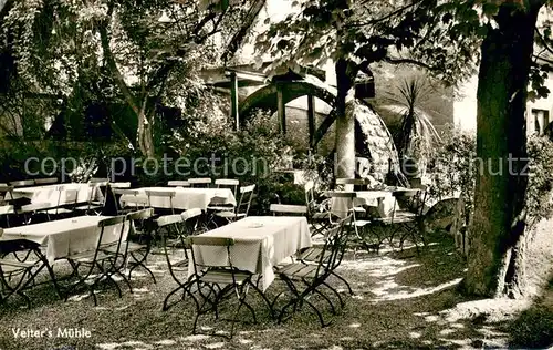 AK / Ansichtskarte Zell_Bensheim Vetters Muehle Gartenterrasse Zell Bensheim