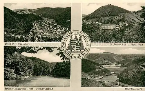 AK / Ansichtskarte Bad_Lauterberg Blick vom Hausberg St Benno Stift Wiesenbekerteich mit Schwimmbad Odertalsperre Bad_Lauterberg