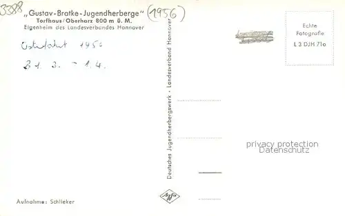 AK / Ansichtskarte Torfhaus_Harz Gustav Bratke Jugendherberge Torfhaus Harz