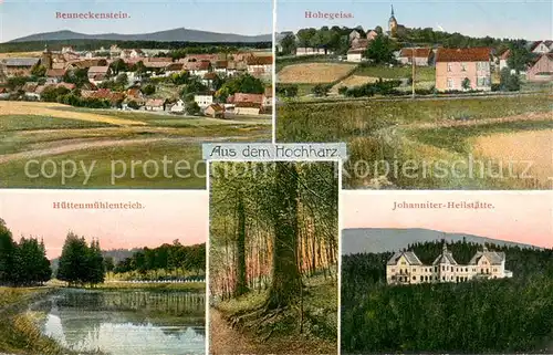 AK / Ansichtskarte Hohegeiss_Harz Benneckenstein Huettenmuehlenteich Johanniter Heilstaette Hohegeiss Harz